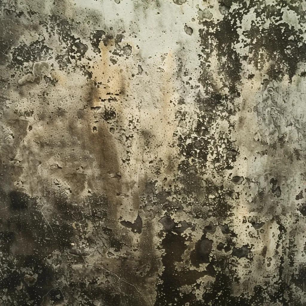 Close-up of visible mold and mildew on a basement wall, emphasizing health risks